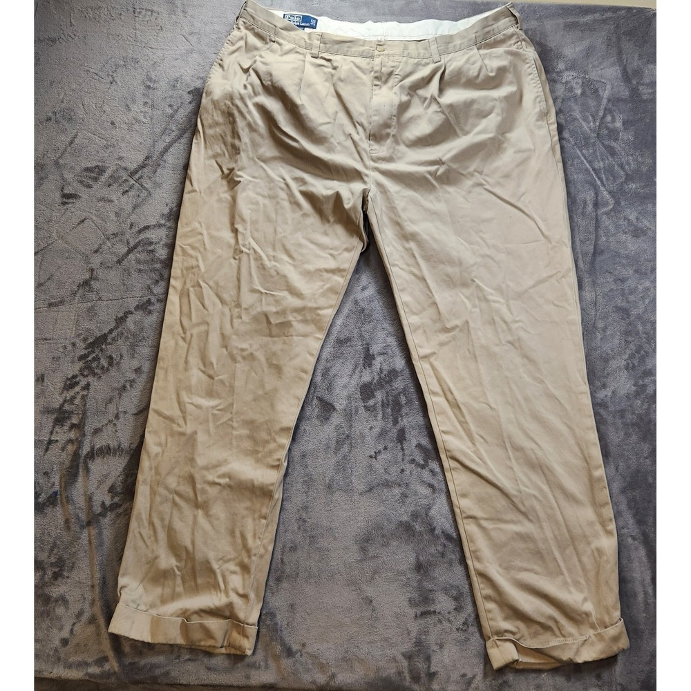 Polo Ralph Lauren Pants 42x32 Beige Chino Hammond Relaxed Double Pleated Cuffed